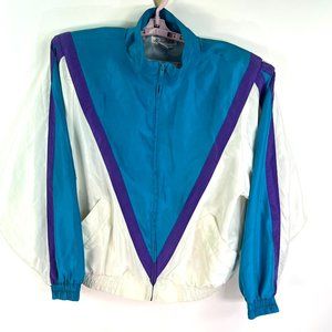 Naked Silk 100% Silk Vintage Track Suit Jacket Y2K Style Womens Size M Teal